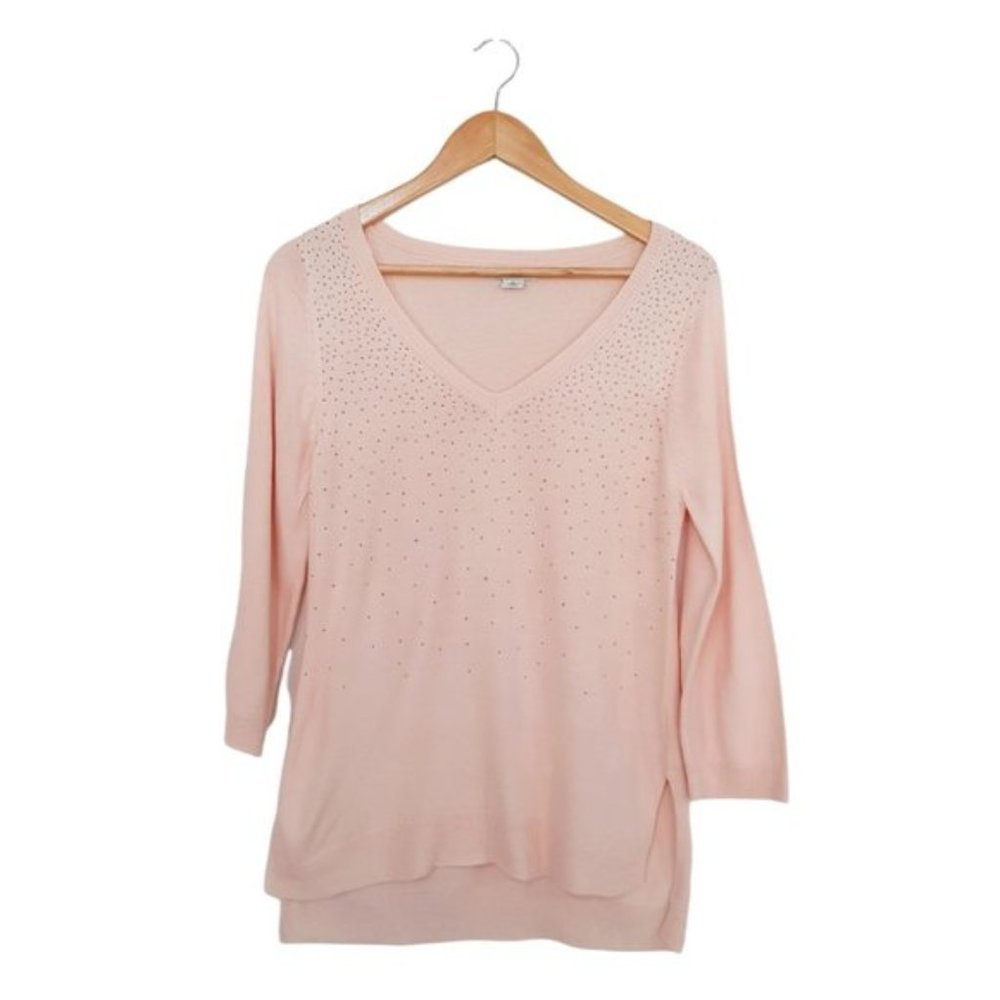 ROCKMANS Womens Peach Pink Size XS V-Neck Long Sleeve Knit Top Jumper